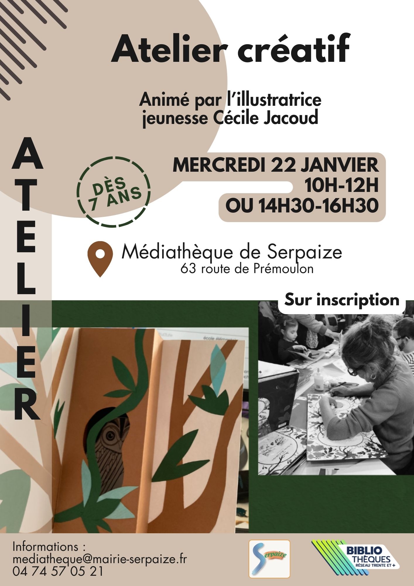 Affiche atelier créatif avec Cécile Jacoud