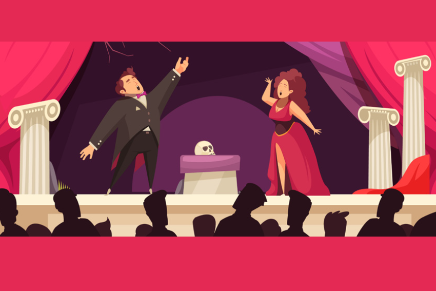 dessin de chanteur et chanteuse lyrique