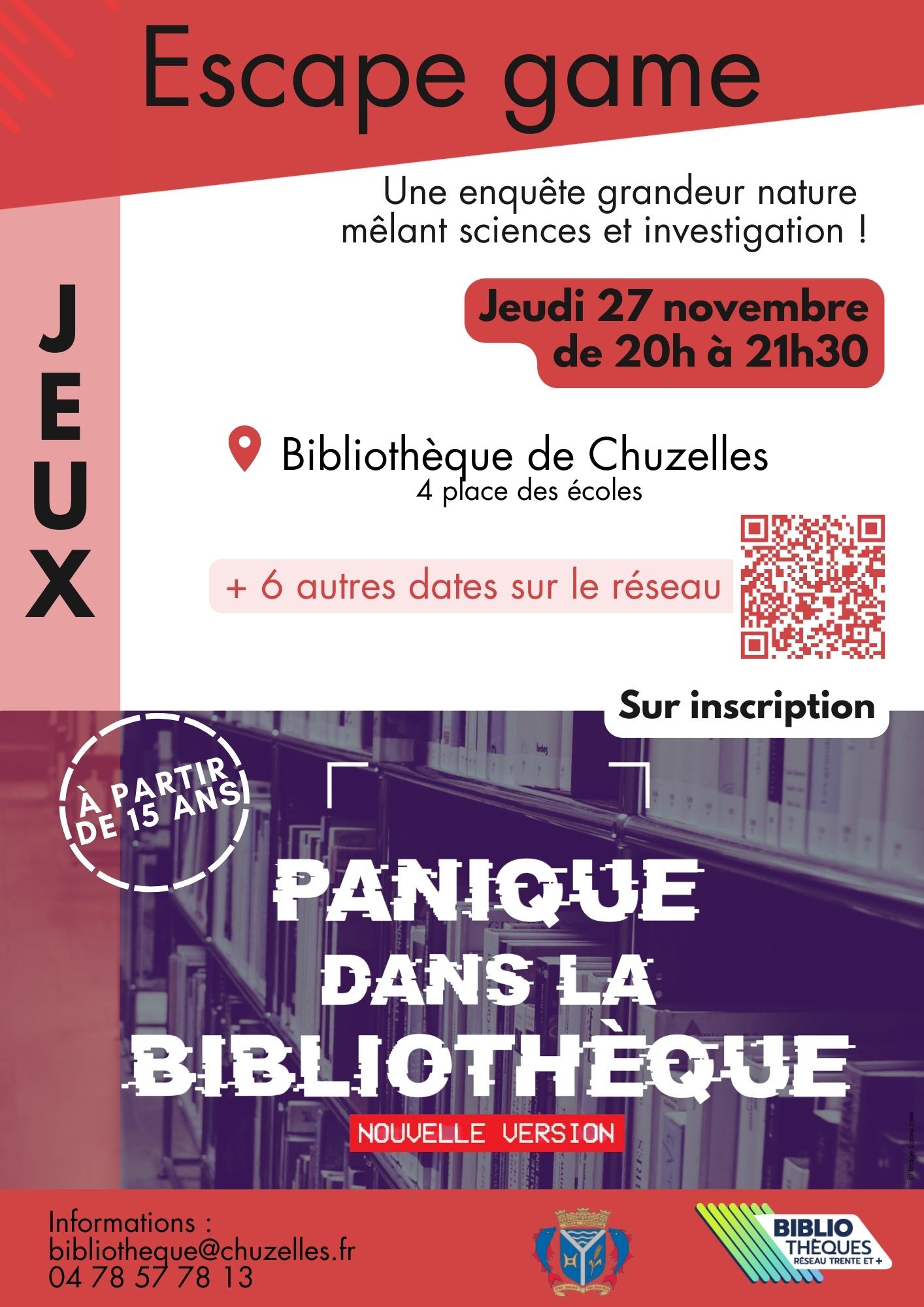 affiche panique dans la bibliothèque