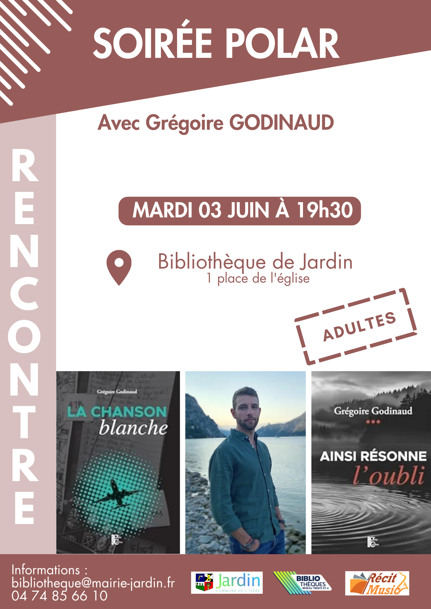  affiche de l'évènement : rencontre avec Grégoire Godinaud