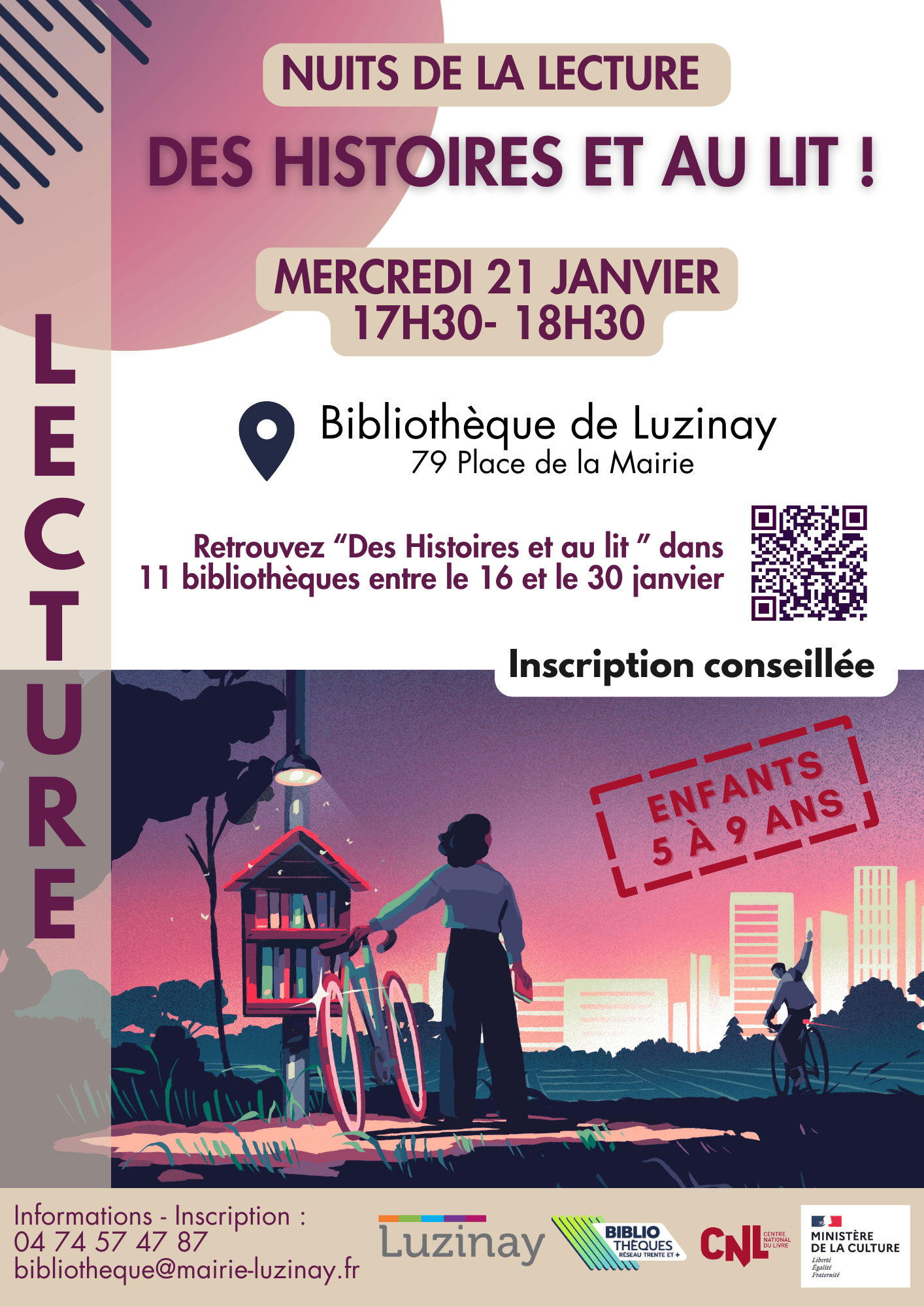 AFFICHE DE L'EVENEMENT DES HISTOIRES ET AU LIT LUZINAY