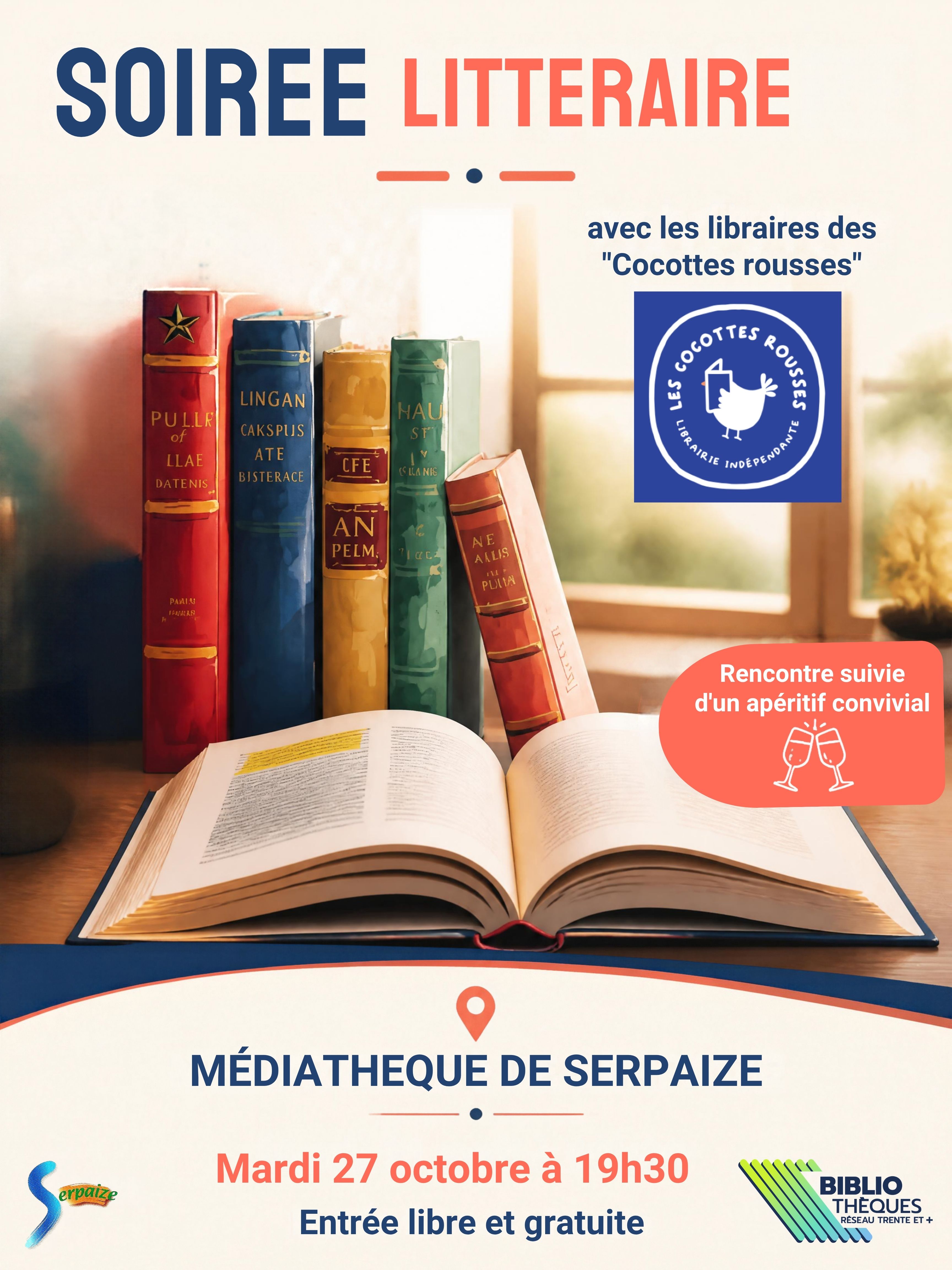 AFFICHE DE LA SOIREE LITTERAIRE - SERPAIZE BIBLIOTHEQUE