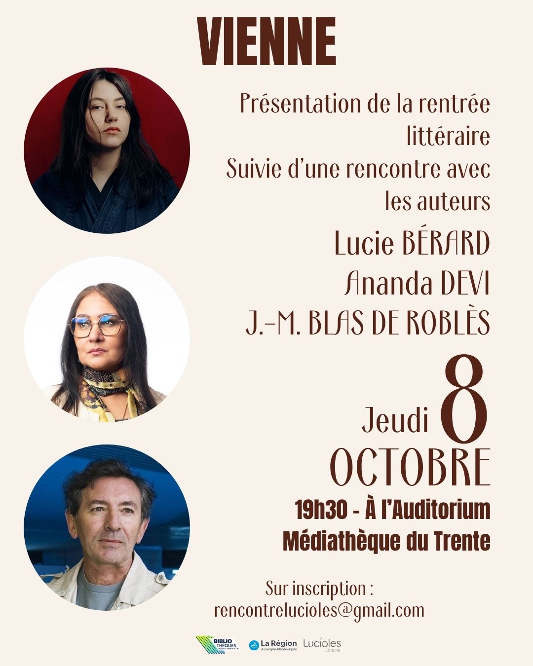 affiche avec les auteurs invités