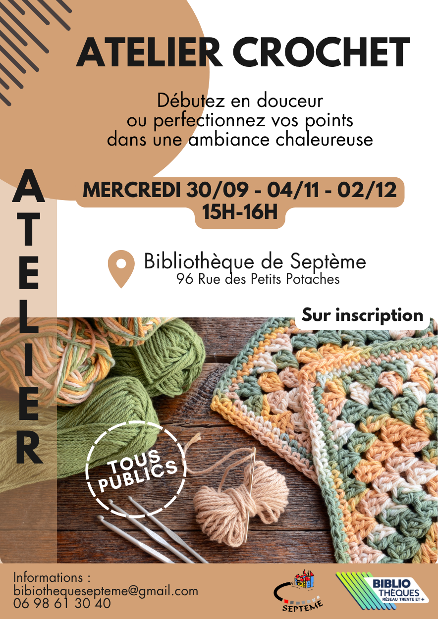 affiche - laine et crochet atelier septeme