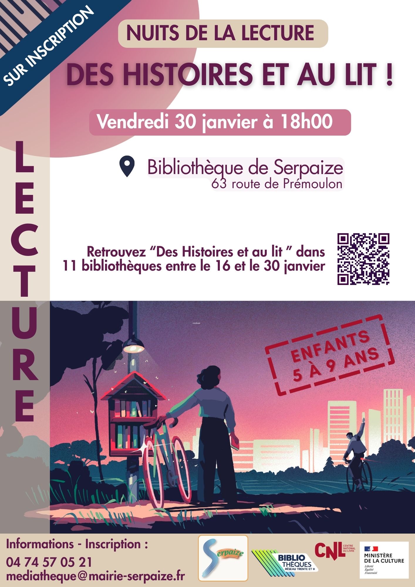 AFFICHE DE L'EVENEMENT DES HISTOIRES ET AU LIT SERPAIZE