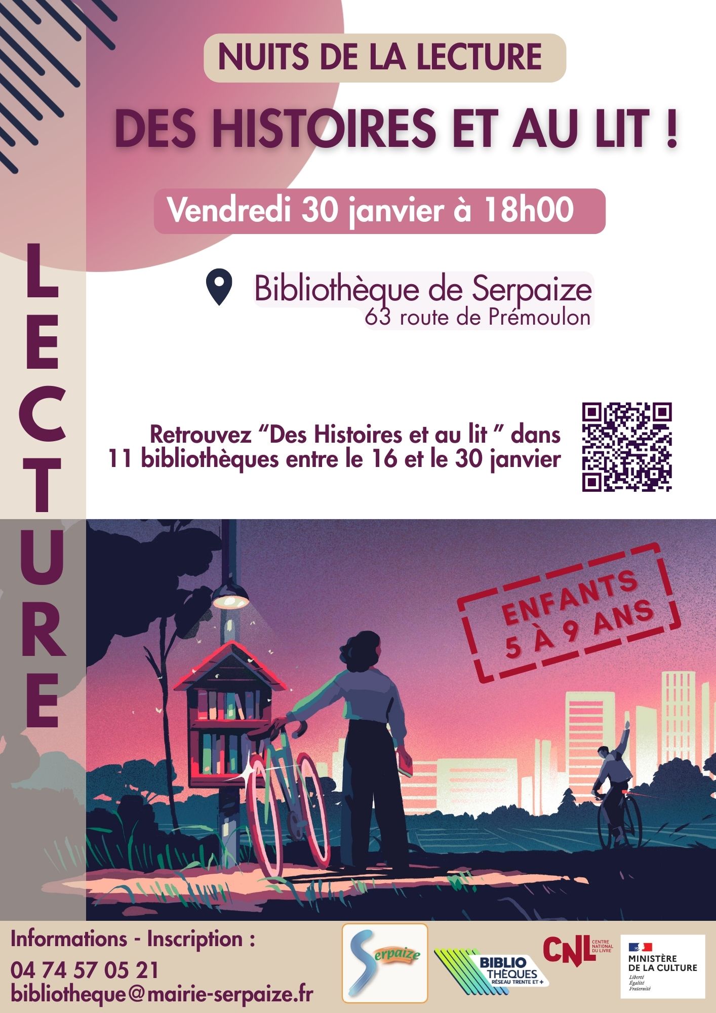 AFFICHE DE L'EVENEMENT DES HISTOIRES ET AU LIT SERPAIZE