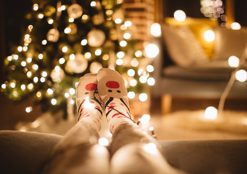 sapin et chaussettes de Noël