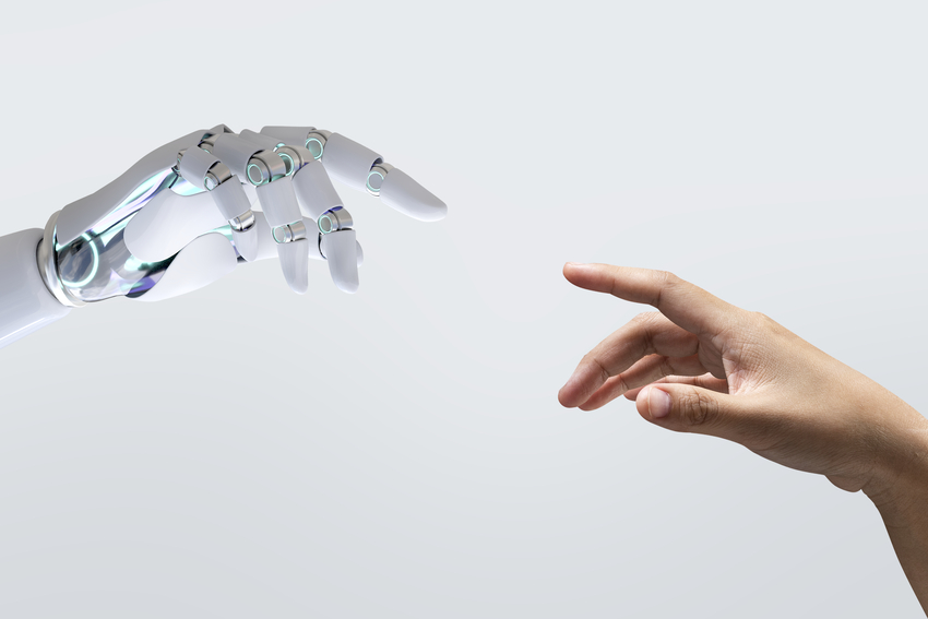 Image du doigt d'un robot et d'un humain