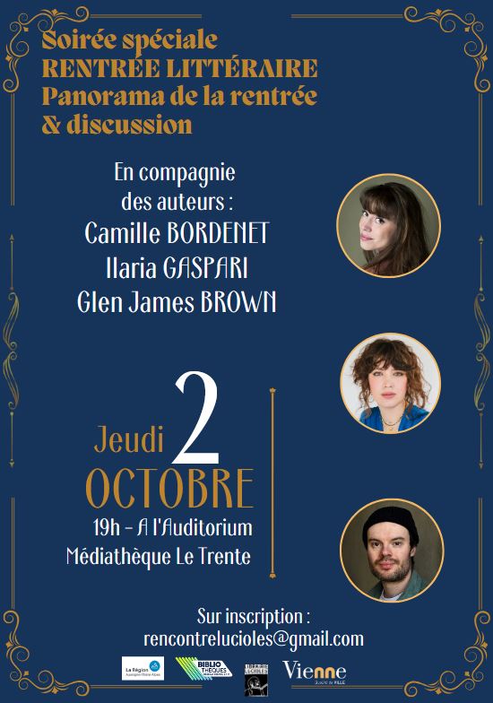 affiche de la rentrée littéraire avec le nom des auteurs invités
