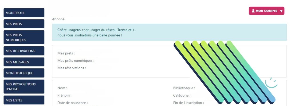 Bandeau mon compte lecteur