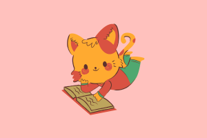 Dessin de chat qui lit un livre