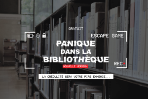 affiche panique dans la bibliothèque