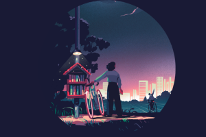 une personne avec un vélo et une boite à livres