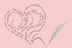 Calligramme "Je t'aime" dans plusieurs langues