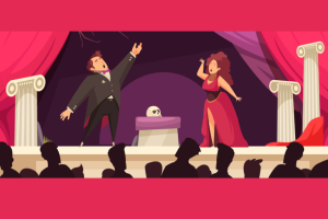 dessin de chanteur et chanteuse lyrique