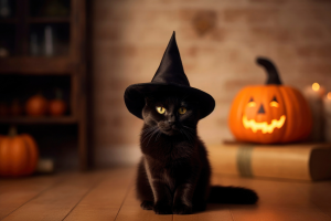 chat noir et citrouille